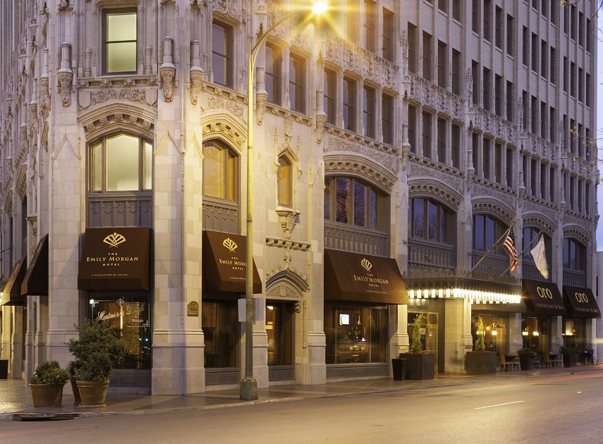 Exterior view of the Emily Morgan Hotel at street level.