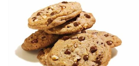 A stack of chocolate chip cookies.