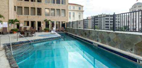 Rooftop pool at the Emily Morgan hotel.